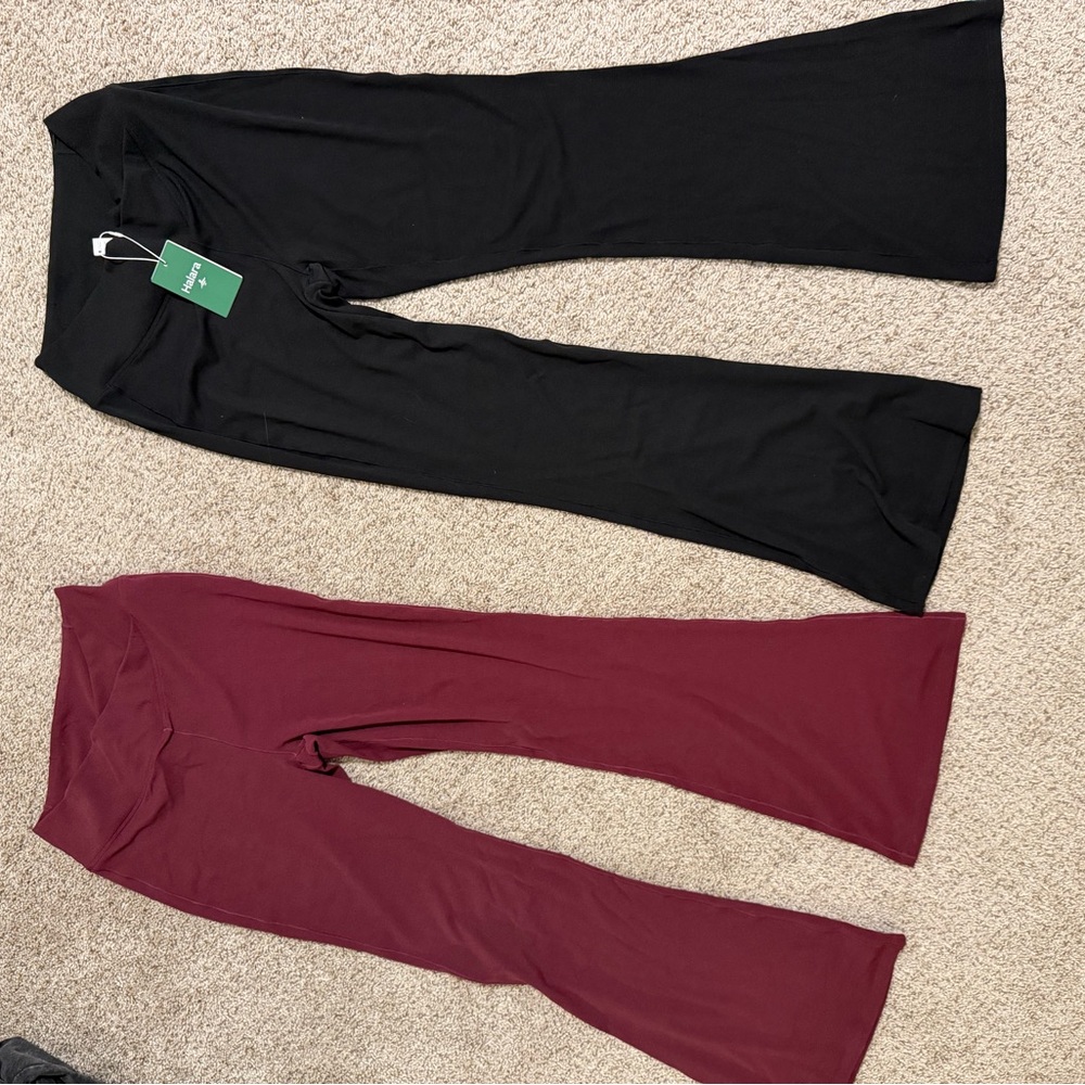 HALARA crossover high waisted pocket waffle casual flare pants